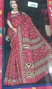 Private Label Womens Regular Use Printed Cotton Saree Multicolour