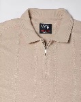 NETPLAY Men Self Structured Slim Fit Polo T Shirt Khaki M Size