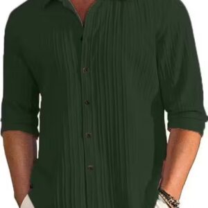 Private Label Striped Full Sleeves Shirt For Mens Green Colour XL Size