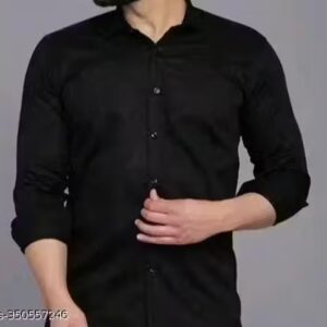 Private Label Men Regular Fit Solid Plain Black Shirt XL Size