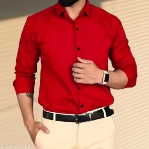 Private Label Formal Plain Solid Shirts For Men Red Colour Xl Size