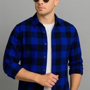 Private Label Mens Check Shirt Black And Blue Xl Size