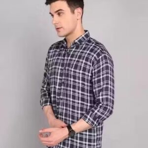 Private Label Trendy Fashionable Men Casual Check Shirt Blue And White Colour Xl Size