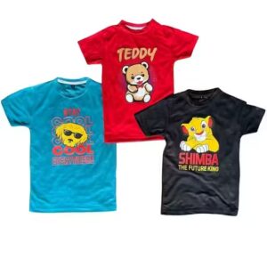 Private Label Boys Printed Tshirts Pack Of 3 Multi Colour Free Size
