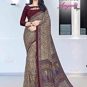 Private Label Womens Multicolor Crepe Silk Uniform Saree with Blouse