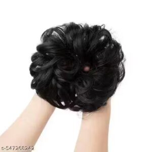 Private Label Deluxe 1 PCS Messy Bun Hair Piece Hair Extension With Elastic Rubber Band Black