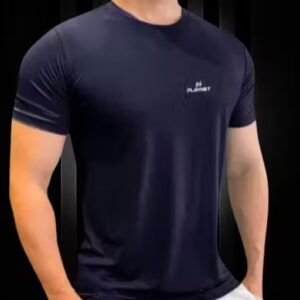 Private Label New Fashionable Maitty Lycra Cotton Rich Solid TShirt Navy Colour M Size