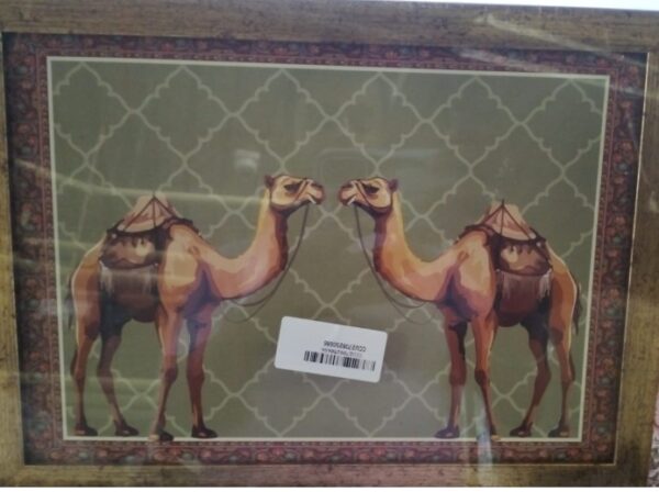 Private Label Twin Camels Printed Wooden Wall Art WITH PHOOTO FRAME