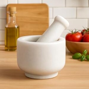 Private Label Majestic marble art Premium White Marble Mortar and Pestle Set