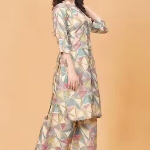 Private Label TrendyLook Stylish Kurti Top with Plazo for Women Multi Colour M Size