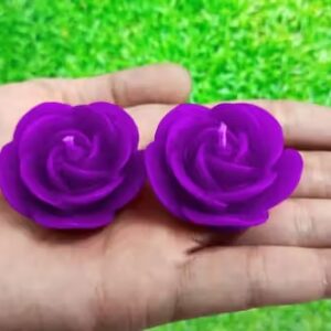 Private Label Decorative Rose Pillar and Floating Rose Scented Candle Purple Colour Pack Of 8