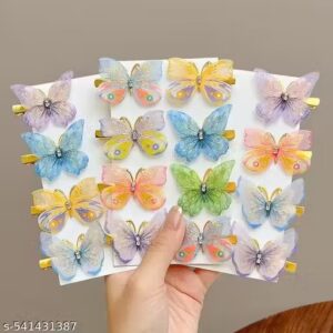 Private Label 3D Butterfly Hair Clips for Girls Multi Colour Pack Of 12