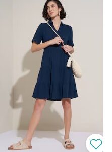 Pantaloons Teal Solid Below Knee Length Casual Women Regular Fit Dress L