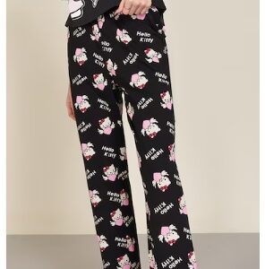 Pantaloons Black Printed Cotton Women Relaxed Fit Pyjama 36