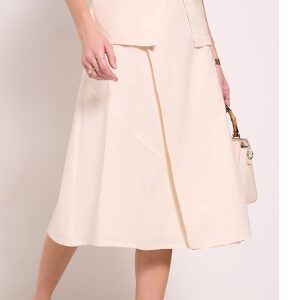 Pantaloons Cream Solid Above Knee Formal Women Flared Skirt 32