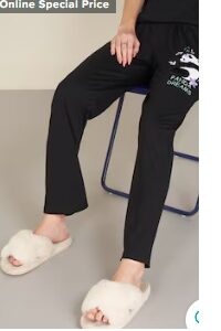 Pantaloons Black Printed Cotton Women Relaxed Fit Pyjamas 32