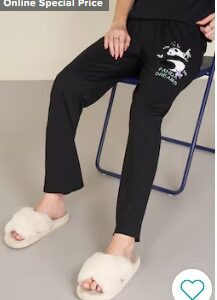 Pantaloons Black Printed Cotton Women Relaxed Fit Pyjamas 34