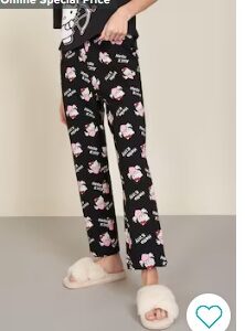 Pantaloons Black Printed Cotton Women Relaxed Fit Pyjama 34