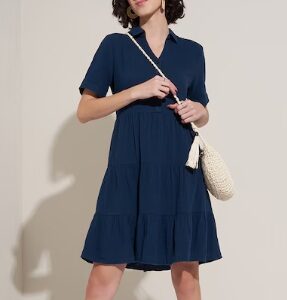 Pantaloons Teal Solid Below Knee Length Casual Women Regular Fit Dress XXL