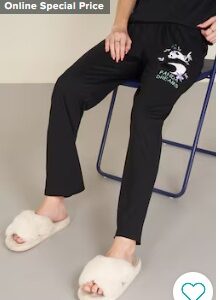 Pantaloons Black Printed Cotton Women Relaxed Fit Pyjamas 34