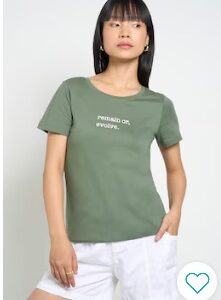 Pantaloons Olive Printed Casual Half Sleeves Round Neck Women Regular Fit T Shirt XL