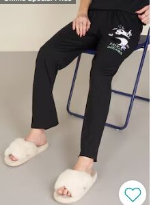 Pantaloons Black Printed Cotton Women Relaxed Fit Pyjamas 30