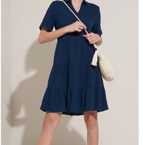 Pantaloons Teal Solid Below Knee Length Casual Women Regular Fit Dress L