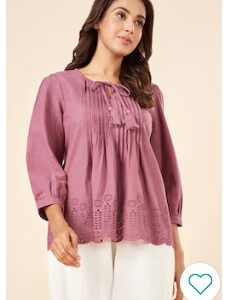 Pantaloons Pink Printed Casual ThreeQuarter Sleeves Round Neck Women Regular Fit Tops S