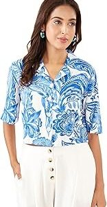 Akkriti by Pantaloons Womens Cotton Regular Fit Tops Deja Vu Blue S