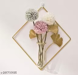 Private Label Innovative Handicrafts Gold Wall Vase Hanging Geometric Metal Vase Hydroponic Planter