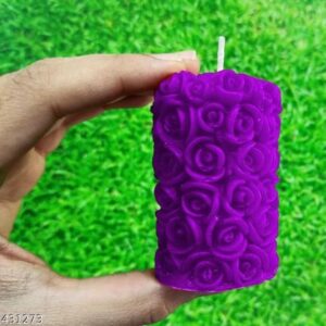 Private Label Decorative Rose Pillar and Floating Rose Scented Candle Purple Colour Pack Of 2
