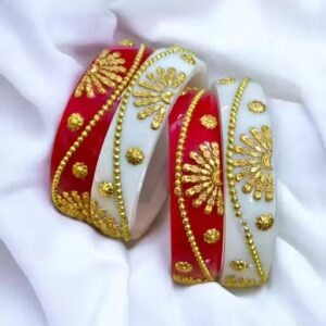 Private Label Womens Plastic Shakha Pola Bangles Red And White Colour Free Size