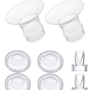 Private Label Flange 15 17 19 21mm Insert 24mm Duckbill Valve and Silicone DiaphragmShroud Flange Compatible with Wearable Breast Pump Shields Flanes Duckbill Valve and Silicone Diaphragm 21