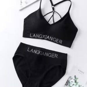 Private Label women bra and panty combo set black colour free size