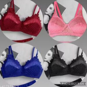 Private Label liecry art Push Up Non Padded Full Coverage Non Wire Net and Lace Combo Bra for Women and Girls Multicolored pack of 4 size 40