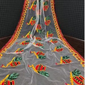Private Label Fastiwal Net Soft Net Dupatta With Cotton Thred Embroidery multicolour