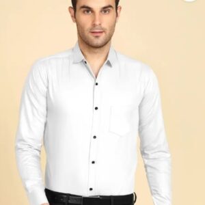 Private Label Men Regular Fit Solid Slim Collar Formal Shirt Colour White Size XL