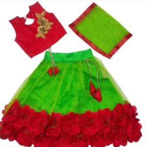Private Label Girls Lehenga Cholis Colour Red And Green 3 to 4 Years