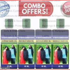 Vishvambhari Adivasi Hair oil 60 ml for Women and Men for Shiny Hair Long pack of 4