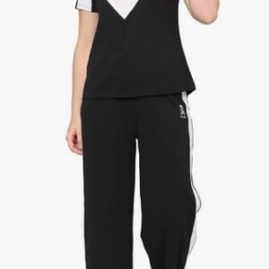 Zicada Womens Workout tshirt and Pant yoga wear Workout Set black and white colour size L