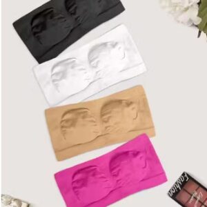 Private Label Breathable Cotton Strapless Design in bra set pack of 4 multicolour free size