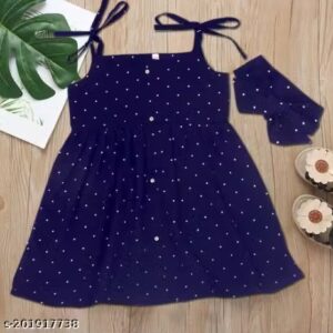 Private Label Kids Girls Frock Printed Western Blue 28SIZE