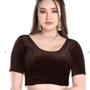 FINESTFIT Velvet Elbow Sleeves Blouse BROWN COLOUR XXL