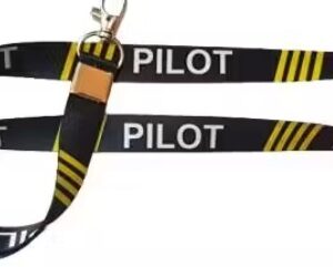 Private Label Pilot Lanyard Black with Yellow Stripes for ID Holder PAck of 1