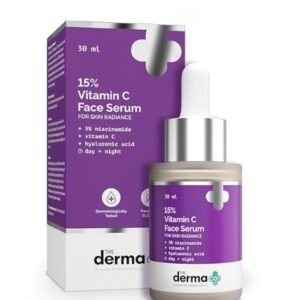 The Derma Co 15 Percentage Vitamin C Face Serum with 5 Percentage Niacinamide Hyaluronic Acid Non Irritating and Non Sticky