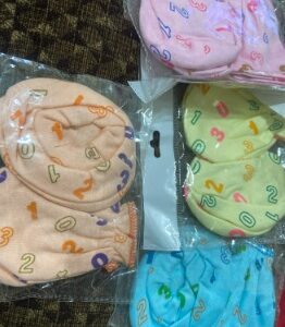 Private Label Newborn Baby Mittens and Booties Combo Pack With Hand Mittens Gloves 4 Pair and Leg Booties Socks 4 Pair pack of 4 multi colour