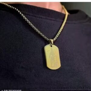 Private Label Hanuman Chalisa micro carved Tag Stainless Steel Necklace for Men