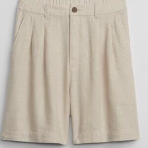 GAP Women High Rise Pleated Linen Shorts Beige Colour 14 Size