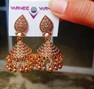 Private Label TD JEWELS Traditional Gold Plated Dome Shape Jhumka Earrings for Women and Girls Pack of 1 Pair