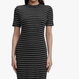Tokyo Talkies Womens Striped Bodycon Midi black colour size M Dress